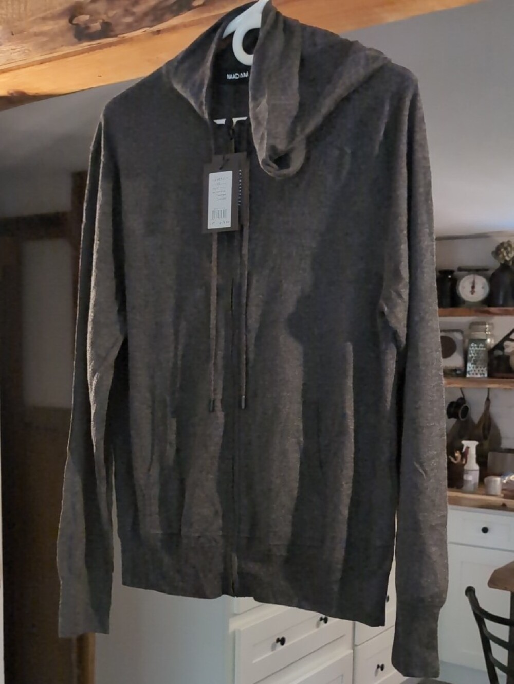 NAADAM Men's Silk-Cashmere Zip Hoodie - Charcoal Gray Size Medium
